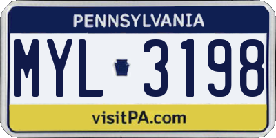 PA license plate MYL3198