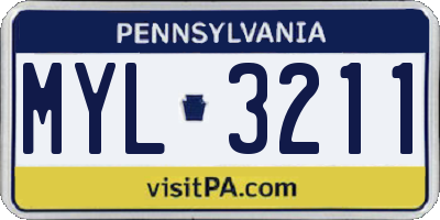 PA license plate MYL3211