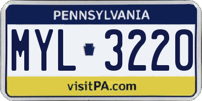 PA license plate MYL3220