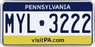 PA license plate MYL3222