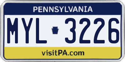 PA license plate MYL3226