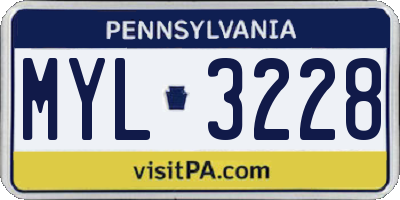 PA license plate MYL3228