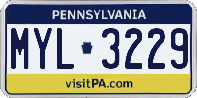 PA license plate MYL3229