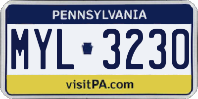 PA license plate MYL3230