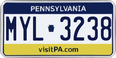 PA license plate MYL3238