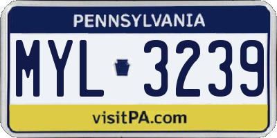 PA license plate MYL3239