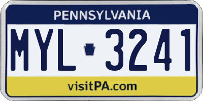 PA license plate MYL3241