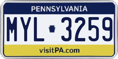 PA license plate MYL3259
