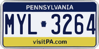 PA license plate MYL3264