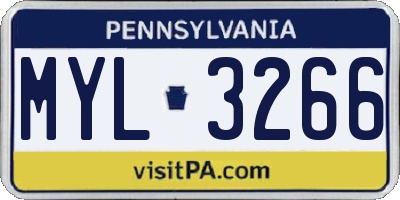 PA license plate MYL3266