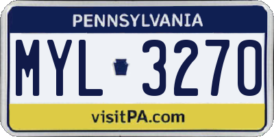 PA license plate MYL3270
