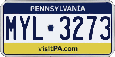 PA license plate MYL3273