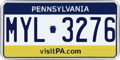 PA license plate MYL3276