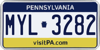 PA license plate MYL3282