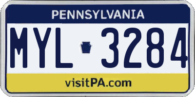 PA license plate MYL3284