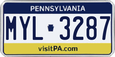 PA license plate MYL3287