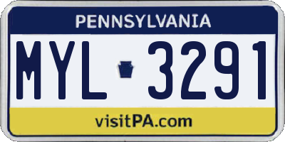 PA license plate MYL3291