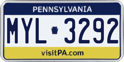 PA license plate MYL3292