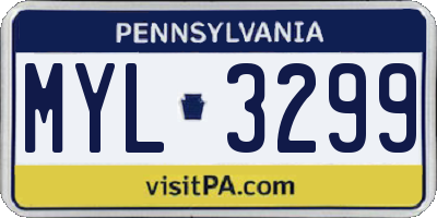 PA license plate MYL3299