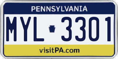 PA license plate MYL3301