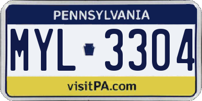 PA license plate MYL3304