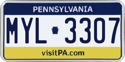 PA license plate MYL3307