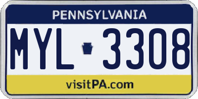 PA license plate MYL3308