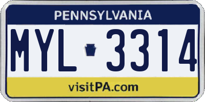 PA license plate MYL3314