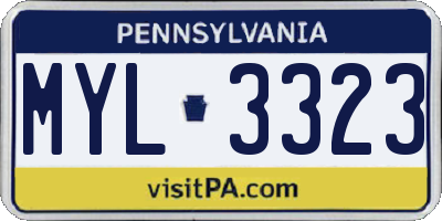PA license plate MYL3323