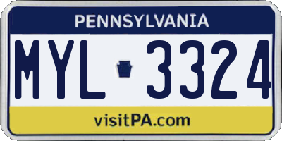 PA license plate MYL3324