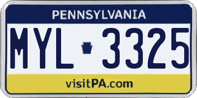 PA license plate MYL3325