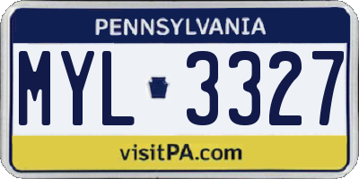 PA license plate MYL3327