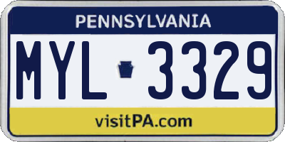 PA license plate MYL3329