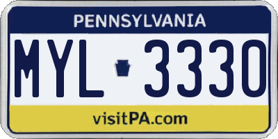 PA license plate MYL3330