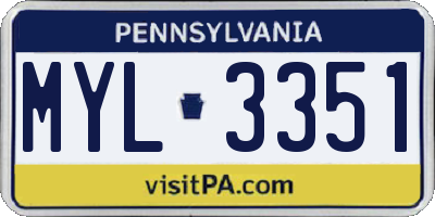 PA license plate MYL3351