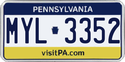 PA license plate MYL3352
