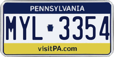 PA license plate MYL3354