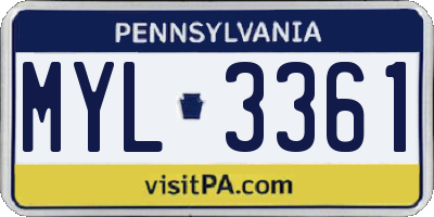 PA license plate MYL3361