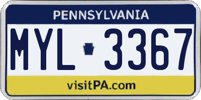 PA license plate MYL3367
