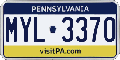 PA license plate MYL3370