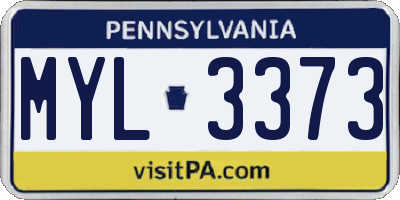 PA license plate MYL3373