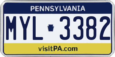 PA license plate MYL3382