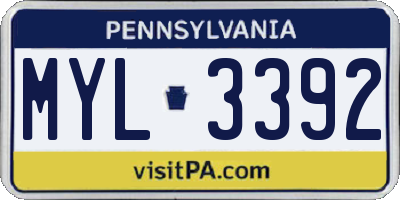 PA license plate MYL3392