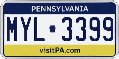 PA license plate MYL3399