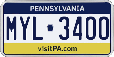 PA license plate MYL3400