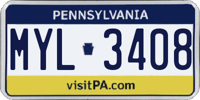 PA license plate MYL3408
