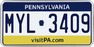 PA license plate MYL3409