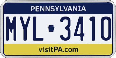PA license plate MYL3410