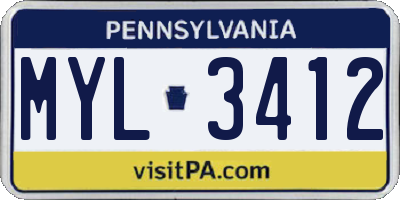 PA license plate MYL3412