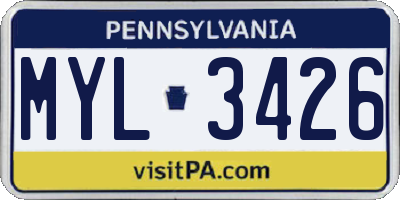PA license plate MYL3426